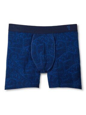 1 Basics Made Simple S Size Small Mens 1 Pack Boxer Briefs Indigo Waves Blue NEW